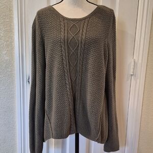 Women's Olive Cable Knit Sweater XL